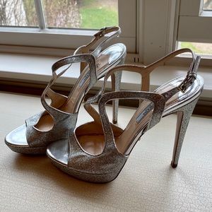Prada glitter strapped platform sandal